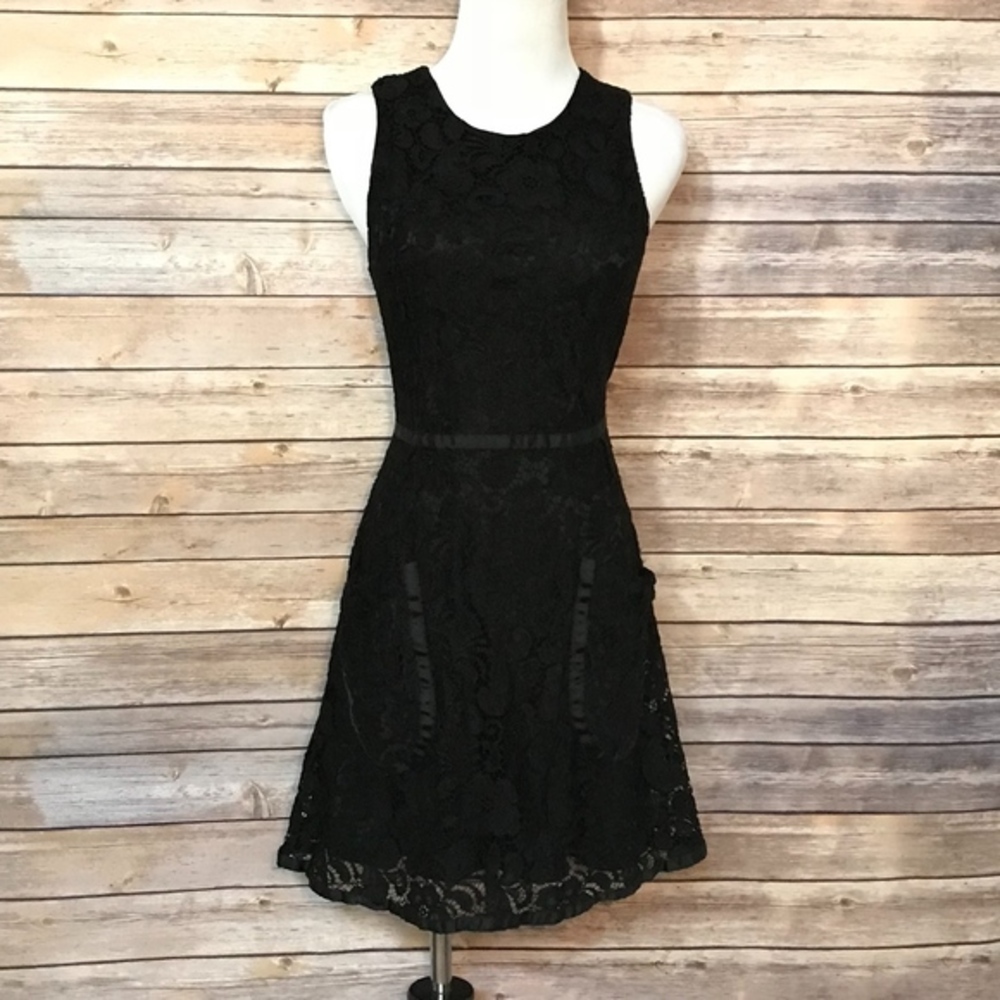 Holy Codi Studio Black Lace Dress with Pockets